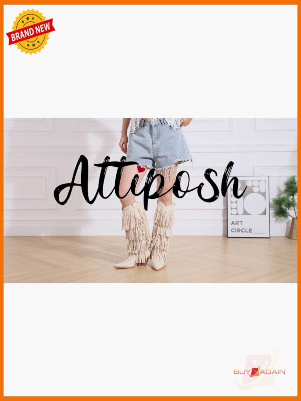 Fringe Knee High Cowboy Boots Chunky Heel Western Pointed Toe Slip on Wide Calf - Picture 7 of 7